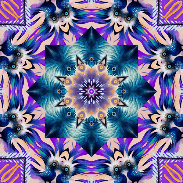 Brilliant Peacock Eye Geometric Wallpaper Pattern Elegant Blur Shimmer Colourful — Foto de Stock