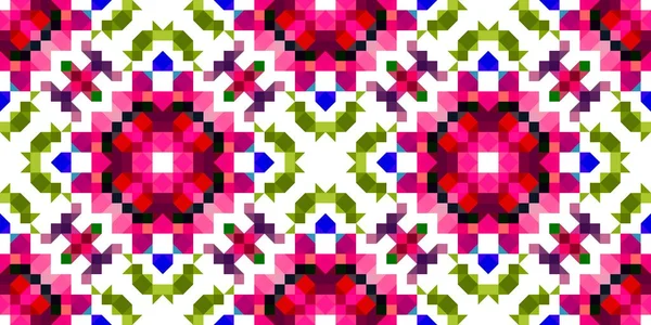 Modèle Pixel Géométrique Rétro Amusant Papier Peint Kaléidoscopique Rose Ludique — Photo