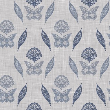 Çiftlik evi mavi kelebeği pürüzsüz desen. Kırsal Fransız yaban hayatı tüm duvar kağıtlarında ekolojik güzellikler için. Tuhaf lepidopteranın dekoratif tekstilini tekrarla