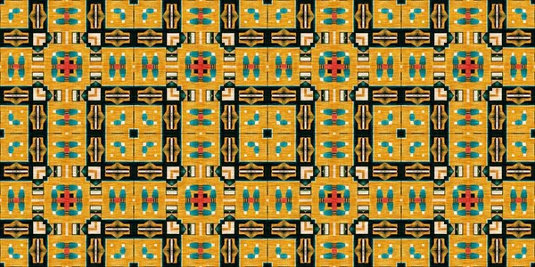 Традиційна Плитка Мозаїка Безшовний Бордюрний Візерунок Ефект Тканини Мексиканська Обробка — стокове фото