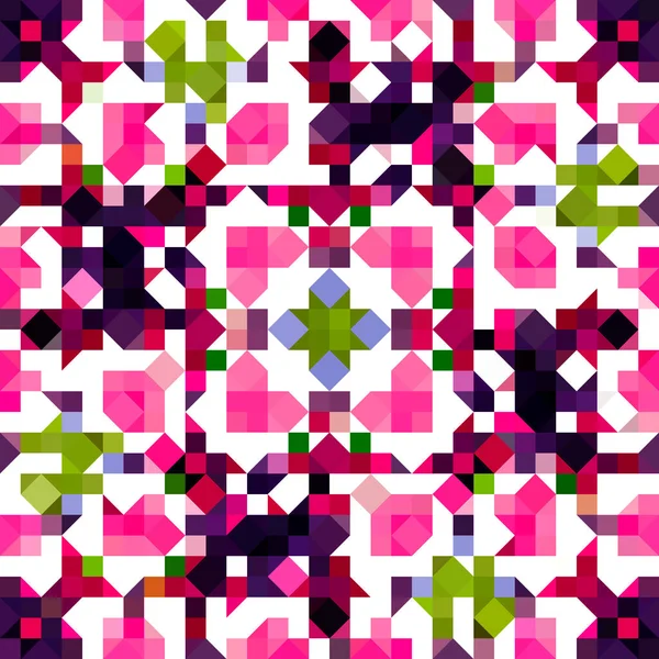 Retro Geometrische Pixel Patroon Speels Leuk Caleidoscopisch Roze Behang Kleurrijke — Stockfoto