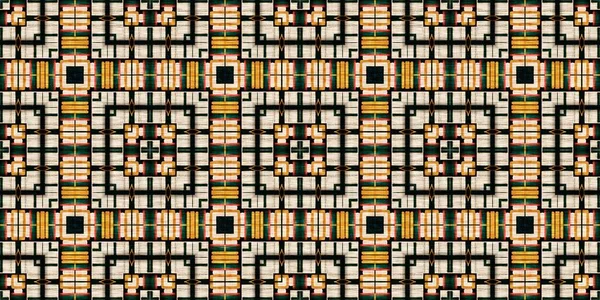 Traditional Tile Mosaic Seamless Border Pattern Print Fabric Effect Mexican — Stok fotoğraf