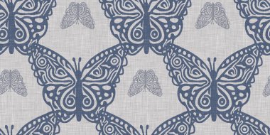 Çiftlik evi mavi kelebeği kusursuz sınır. Ekolojik güzellikler için kırsal Fransız yaban hayatı. Tuhaf lepidopteranın dekoratif tekstilini tekrarla