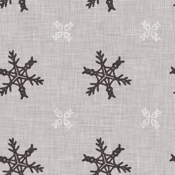 Seamless Christmas Snowflake Woven Linen Pattern Two Tone Seasonal Brown —  Fotos de Stock