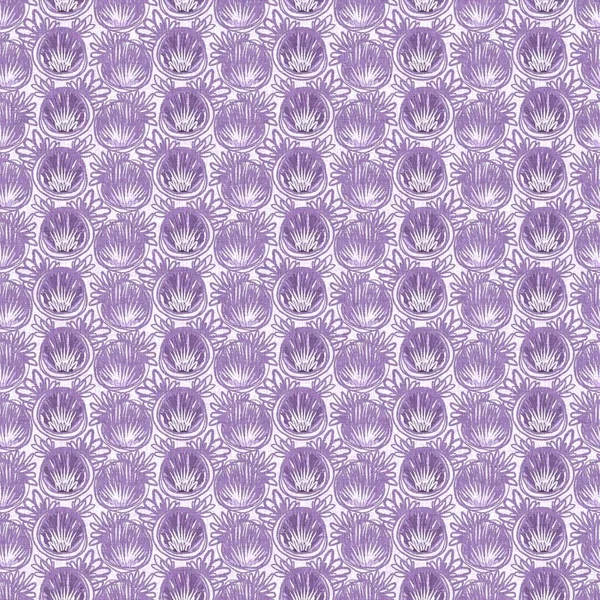 性中立紫色の植物の葉シームレスラスターの背景 シンプルな気まぐれな2トーンパターン 子供の花の保育園壁紙やスキャンディ Print — ストック写真
