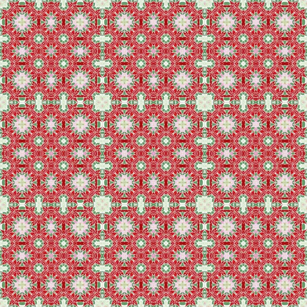 Seamless Christmas Poinsettia Retro Pattern Decorative Ornament Seasonal Red December — Stockfoto