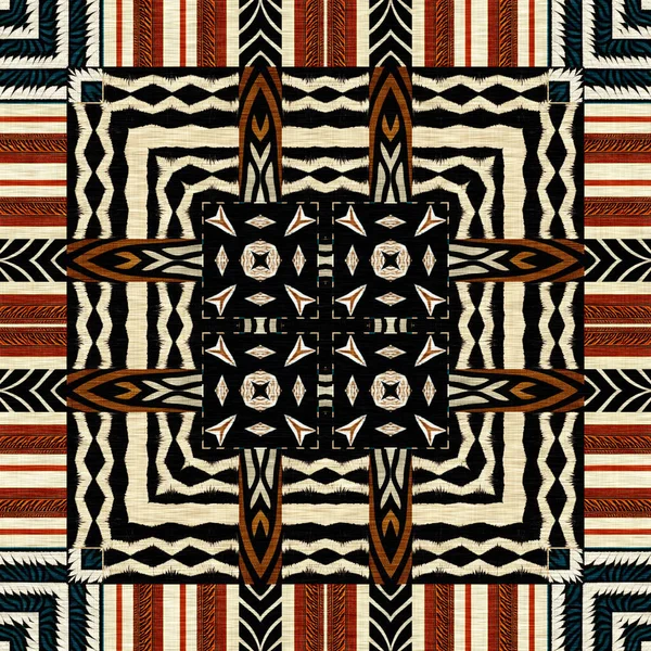 African Kente Cloth Patchwork Effect Pattern Seamless Geometric Quilt Fabric — Foto de Stock