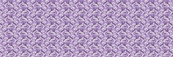 Geschlechtsneutrale Lila Blattblätter Nahtloser Rasterrand Einfaches Skurriles Ton Muster Kinderstube — Stockfoto