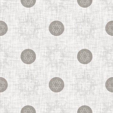 Seamless christmas snowflake woven linen pattern. Two tone seasonal grey farmhouse frost background. Holiday textile for french Xmas snow repeat.