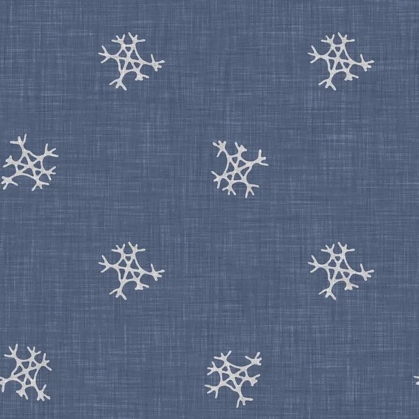 Seamless Christmas Snowflake Woven Linen Pattern Two Tone Seasonal Farmhouse — Foto Stock