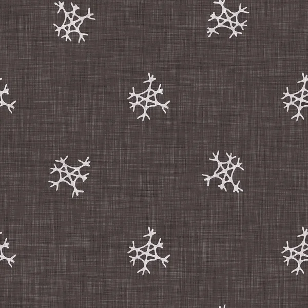 Seamless Christmas Snowflake Woven Linen Pattern Two Tone Seasonal Brown — Φωτογραφία Αρχείου