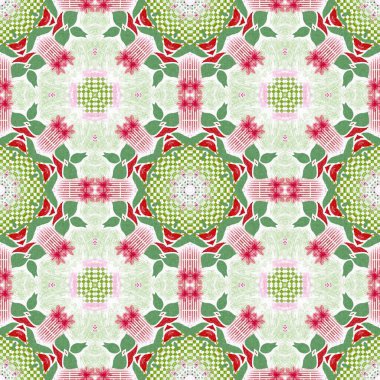 Seamless Christmas poinsettia retro pattern. Decorative ornament in seasonal red for December holiday background. Winter botanical vintage scandi repeat tile