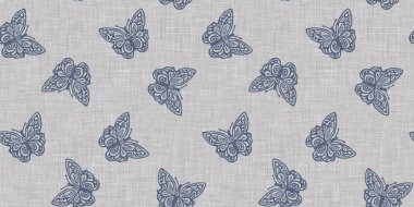 Çiftlik evi mavi kelebeği kusursuz sınır. Ekolojik güzellikler için kırsal Fransız yaban hayatı. Tuhaf lepidopteranın dekoratif tekstilini tekrarla