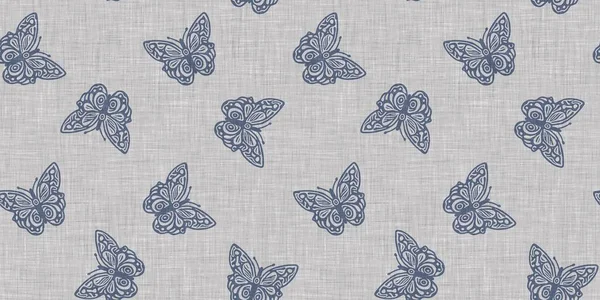 Granja Azul Mariposa Borde Sin Costuras Vida Silvestre Francesa Rústica — Foto de Stock