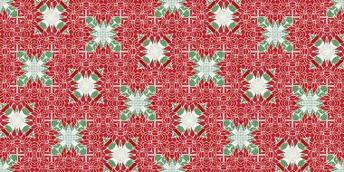 Seamless Christmas poinsettia retro border. Decorative ornament in seasonal red for December holiday washi tape. Winter botanical vintage scandi repeat ribbon