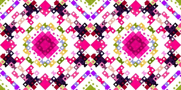 Причудливый Геометрический Пиксельный Узор Веселые Розовые Обои Цветные Летние Винтажные — стоковое фото