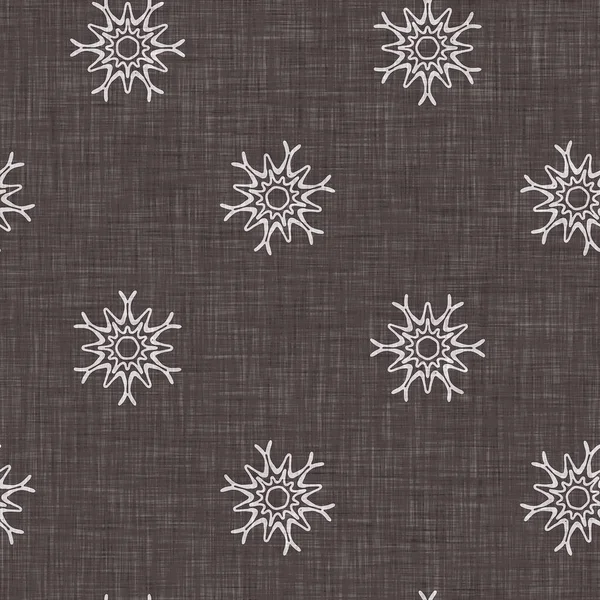 Seamless Christmas Snowflake Woven Linen Pattern Two Tone Seasonal Brown — Φωτογραφία Αρχείου
