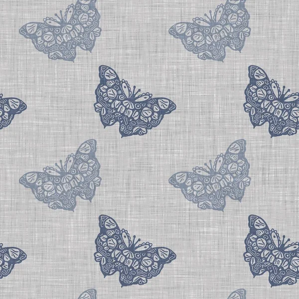 Farmhouse Blue Butterfly Seamless Pattern Rustic French Wildlife Ecological Beautiful — Stock Photo, Image