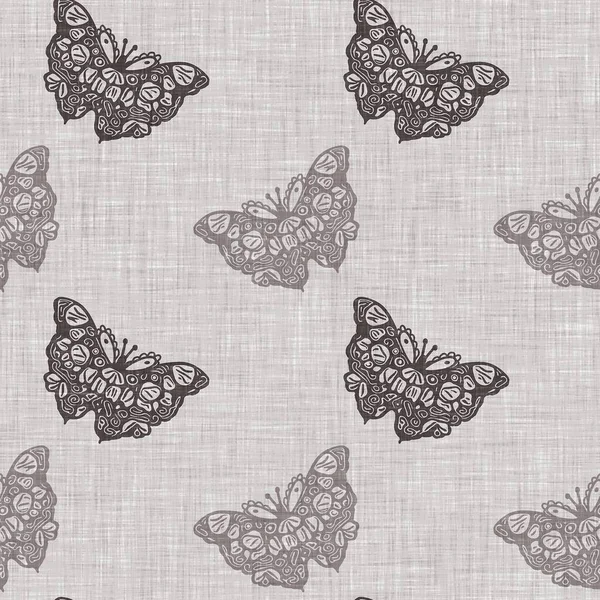 Ferme Papillon Gris Motif Sans Couture Rustique Faune Française Pour — Photo