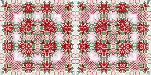 Seamless Christmas Poinsettia Retro Border Decorative Ornament Seasonal Red December — Fotografia de Stock