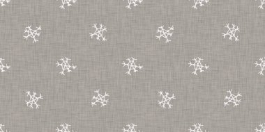Kusursuz Noel kar taneleri örülmüş keten kenar. İki ton mevsimlik gri çiftlik evi donması. Fransız Xmas kar haçı bandı için tatil tekstili