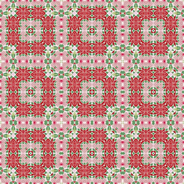 Seamless Christmas Poinsettia Retro Pattern Decorative Ornament Seasonal Red December — Stock Photo, Image