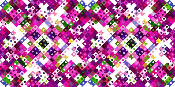 左右対称のピクセルパターン 遊び心のある楽しい万華鏡のピンクの壁紙 カラフルな夏のヴィンテージジオドットモザイクシームレスなテクスチャ背景 — ストック写真