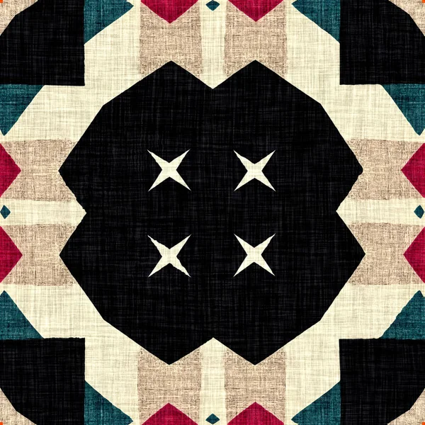 Одеяло Americana Geo Seamless Pattern Коттеджкор Повсюду Ретро Принте Homespun — стоковое фото