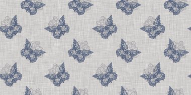 Çiftlik evi mavi kelebeği kusursuz sınır. Ekolojik güzellikler için kırsal Fransız yaban hayatı. Tuhaf lepidopteranın dekoratif tekstilini tekrarla