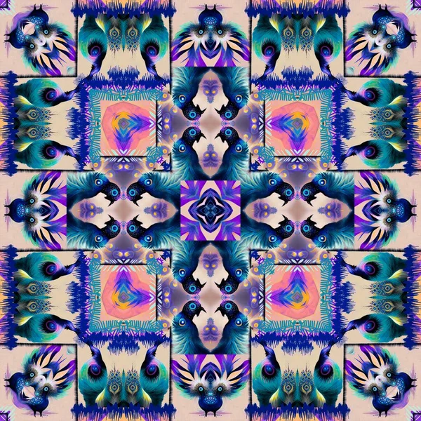 Brilliant Peacock Eye Geometric Wallpaper Pattern Elegant Blur Shimmer Colourful — Fotografia de Stock