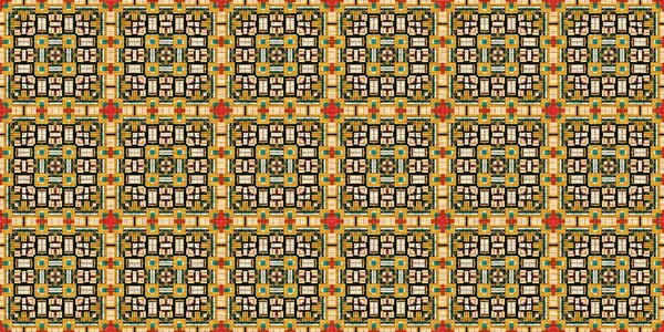 Traditionelles Fliesenmosaik Mit Nahtlosem Randmuster Textileffekt Mexikanischer Patchwork Damast Randbesatz — Stockfoto