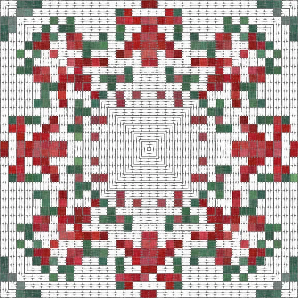 Seamless Christmas Poinsettia Cross Stitch Pattern Decorative Ornament Seasonal Red — Zdjęcie stockowe