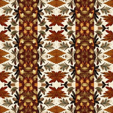 Sonbahar yaprağı yorgan stili, dikişsiz desen. 70 'lerin arka planı için basit bir yama tasarımı. Yeşilliğin doğal tasarımı