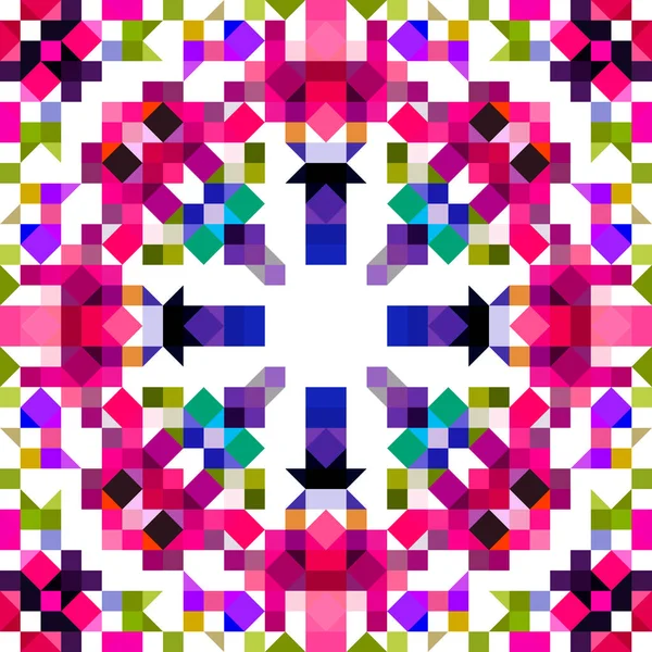 Retro Geometriai Pixel Minta Játékos Szórakoztató Kaleidoszkópos Rózsaszín Tapéta Színes — Stock Fotó