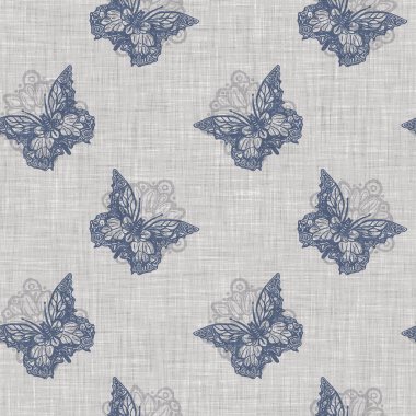Çiftlik evi mavi kelebeği pürüzsüz desen. Kırsal Fransız yaban hayatı tüm duvar kağıtlarında ekolojik güzellikler için. Tuhaf lepidopteranın dekoratif tekstilini tekrarla