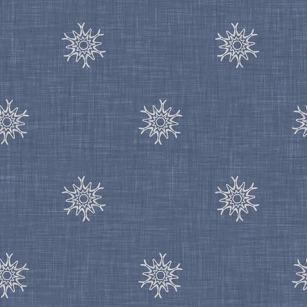 Seamless Christmas Snowflake Woven Linen Pattern Two Tone Seasonal Farmhouse — Stock fotografie