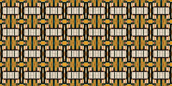 Traditional Tile Mosaic Seamless Border Pattern Print Fabric Effect Mexican — Stok fotoğraf