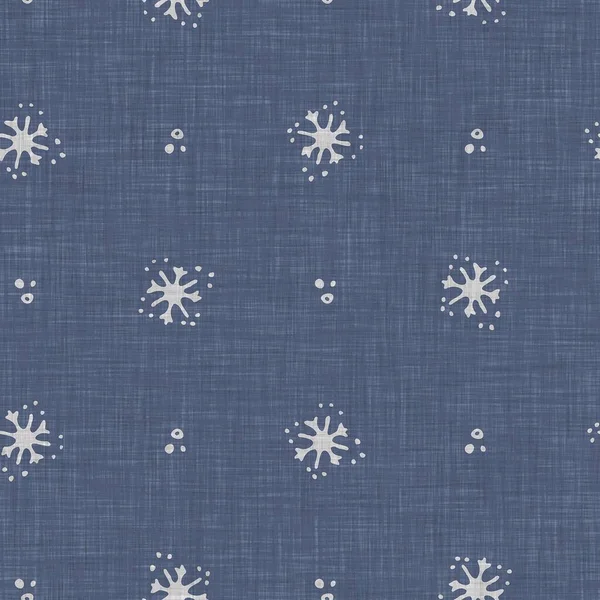 Seamless Christmas Snowflake Woven Linen Pattern Two Tone Seasonal Farmhouse — Stockfoto
