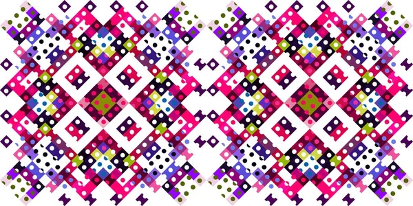 Whimsical Geometric Pixel Pattern Playful Fun Kaleidoscopic Pink Wallpaper Colorful — Stock Photo, Image