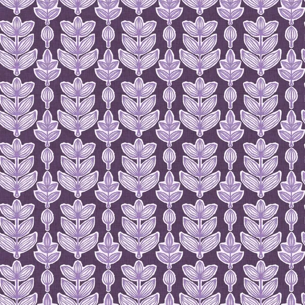 性中立紫色の植物の葉シームレスラスターの背景 シンプルな気まぐれな2トーンパターン 子供の花の保育園壁紙やスキャンディ Print — ストック写真