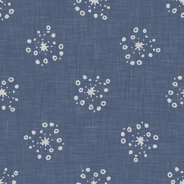 Seamless Christmas Snowflake Woven Linen Pattern Two Tone Seasonal Farmhouse — Foto Stock