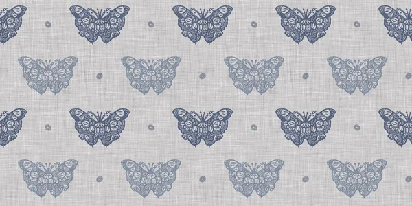 Farmhouse Blue Butterfly Seamless Border Rustic French Wildlife Ecological Beautiful — Stock Photo, Image