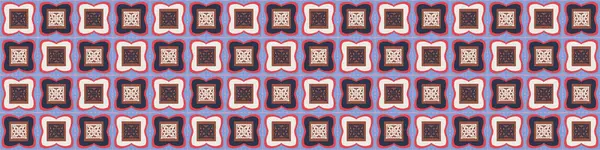 El yapımı retro blok baskılı, pürüzsüz sınır. Geometrik tekrarlama pankartı için vektör vintage tasarımı. Oyulmuş bohem süs tasarımı süslemesi