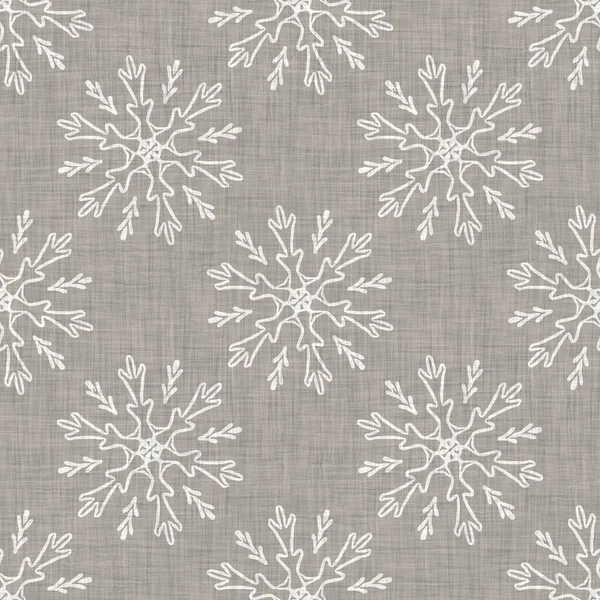 Seamless Christmas Snowflake Woven Linen Pattern Two Tone Seasonal Grey — Foto de Stock