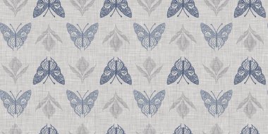 Çiftlik evi mavi kelebeği kusursuz sınır. Ekolojik güzellikler için kırsal Fransız yaban hayatı. Tuhaf lepidopteranın dekoratif tekstilini tekrarla