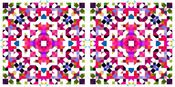 Retrogeometriskt Pixelmönster Lekfull Rolig Kalejdoskopisk Rosa Tapet Färgglada Sommar Vintage — Stockfoto