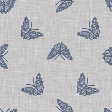 Çiftlik evi mavi kelebeği pürüzsüz desen. Kırsal Fransız yaban hayatı tüm duvar kağıtlarında ekolojik güzellikler için. Tuhaf lepidopteranın dekoratif tekstilini tekrarla