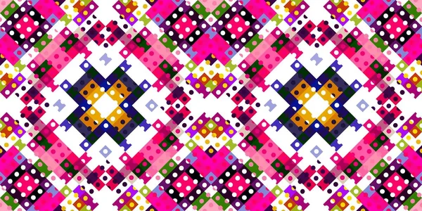 Whimsical Geometric Pixel Pattern Playful Fun Kaleidoscopic Pink Wallpaper Colorful — Stock Photo, Image
