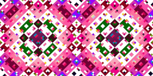 Retro Geometrische Pixel Patroon Speels Leuk Caleidoscopisch Roze Behang Kleurrijke — Stockfoto