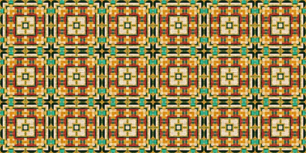 Traditional Tile Mosaic Seamless Border Pattern Print Fabric Effect Mexican —  Fotos de Stock